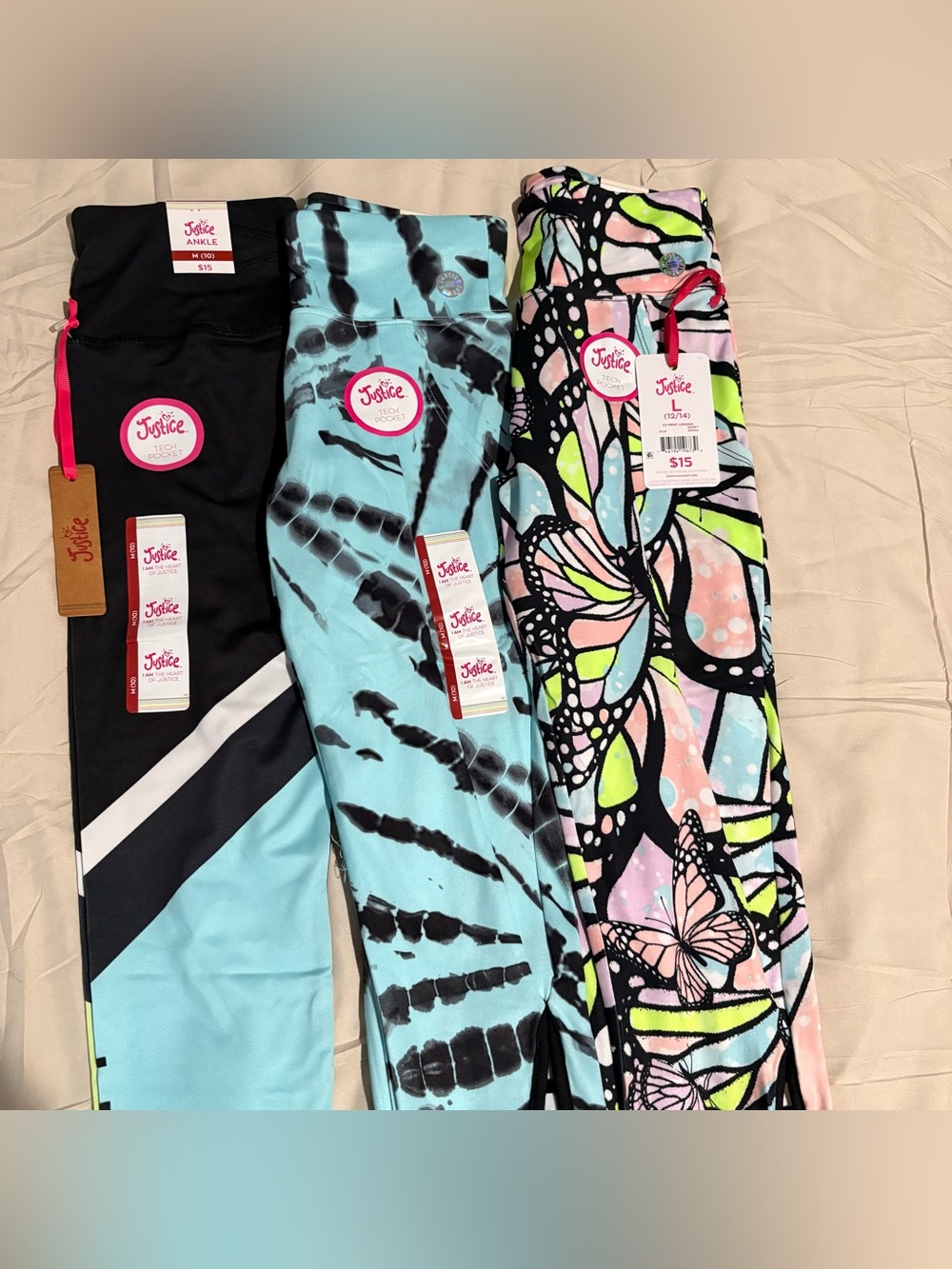 Justice Girls Bundle of Leggings, NWT, Size M (10)
